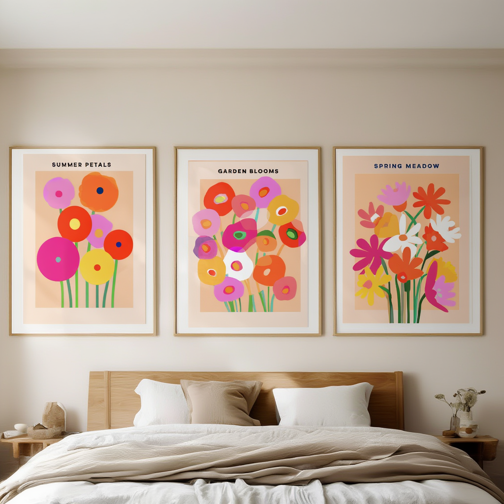 Set of 3 Floral Prints – Spring Meadow, Summer Petals, Garden Blooms - Hakyarts