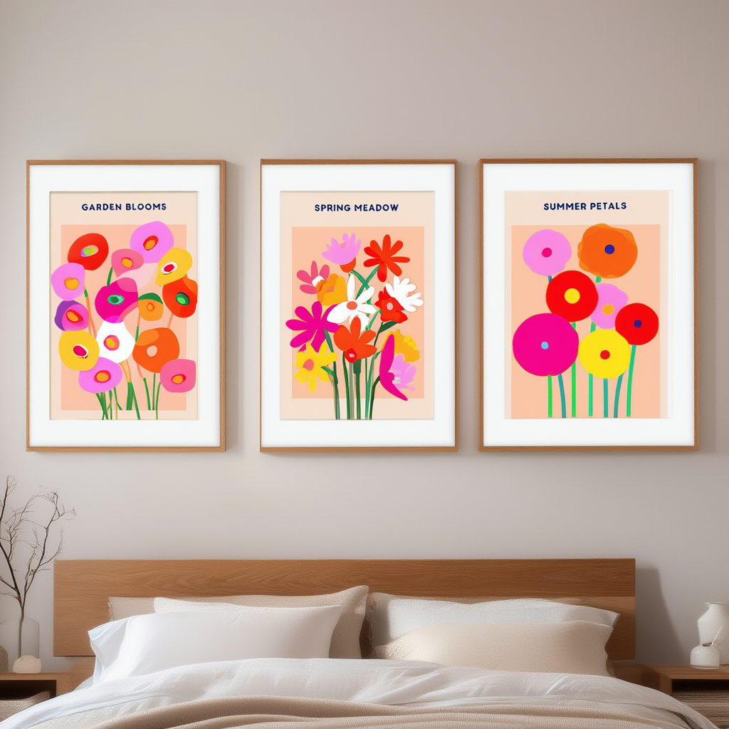 Set of 3 Floral Prints – Spring Meadow, Summer Petals, Garden Blooms - Hakyarts