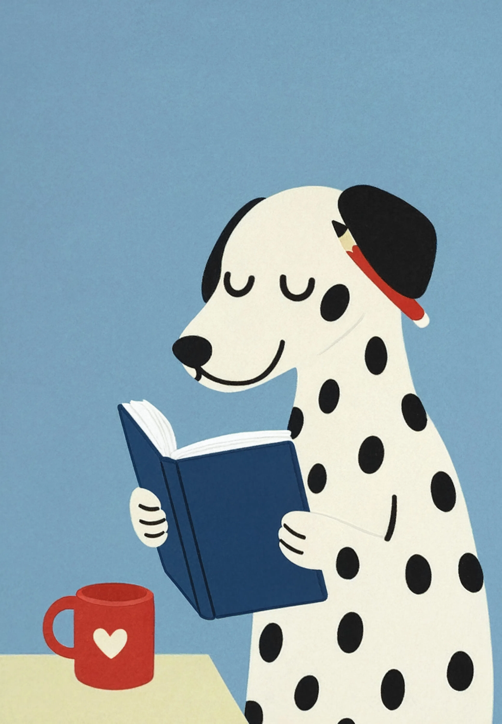 Minimalist Dalmatian Reading | Whimsical Dog Wall Art