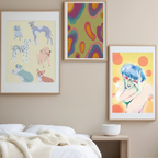 Set of 3 Whimsical Figurative Illustrated Art Prints – Playful & Creative Wall Decor - Hakyarts