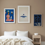 Set of 3 Quiet Moments – Le Chat Noir Lamp Art Prints – Minimalist & Whimsical Wall Art - Hakyarts