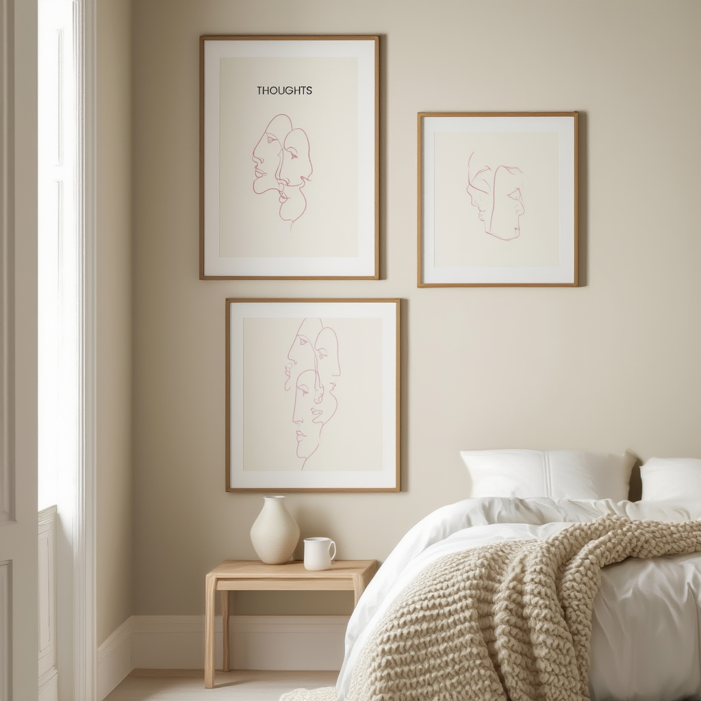 Set of 3 Minimalist Abstract Faces Art Prints – Contemporary Figurative Wall Decor - Hakyarts