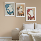 Set of 3 Whimsical Cat Art Prints – Playful & Charming Wall Decor - Hakyarts