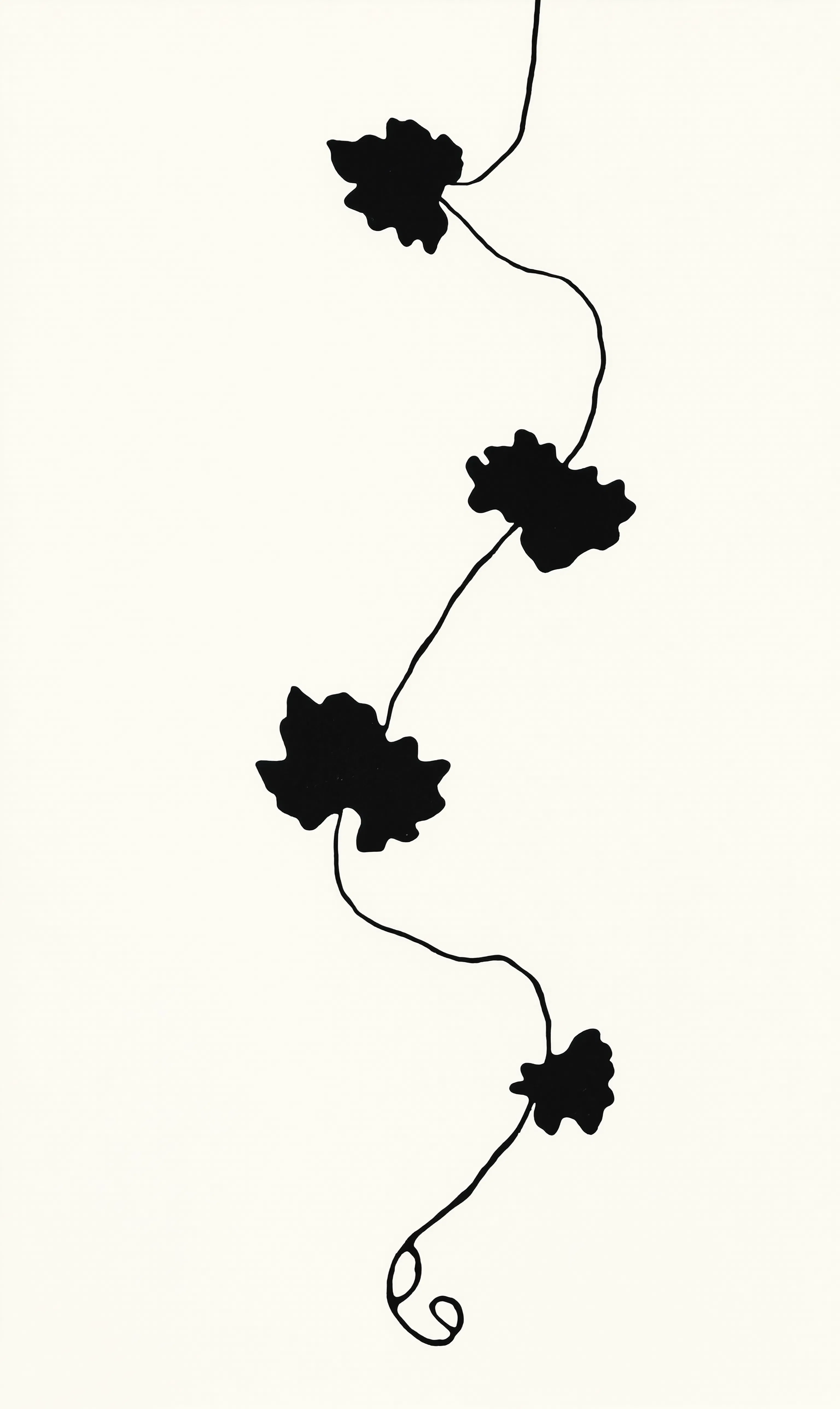 Monochrome Minimalist Floral Leaves | Contemporary Botanical Wall Art
