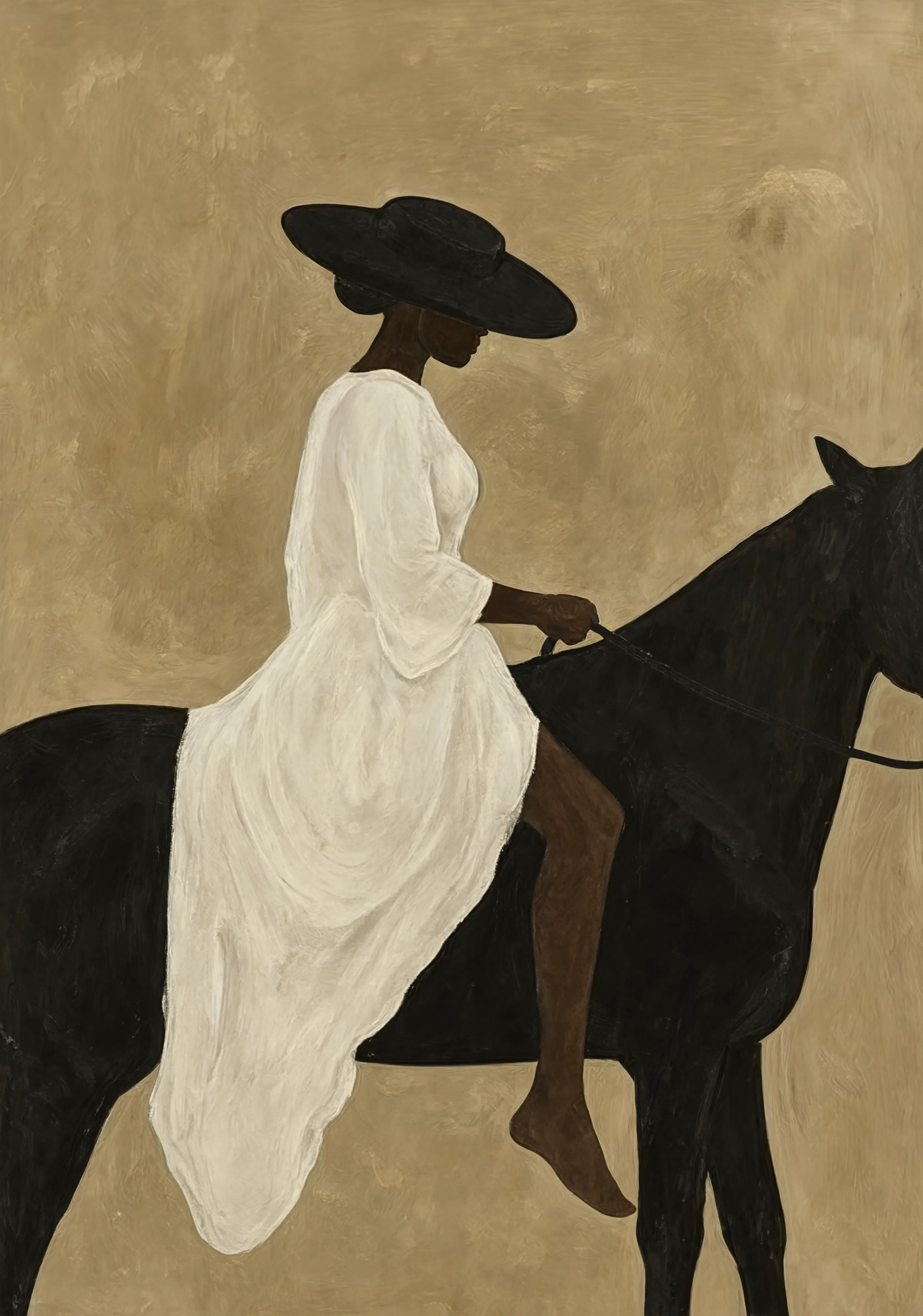 Set of 2 Modern Wall Art Prints | Minimalist Portrait of an Alluring Black Woman on Horse & Variations (Progressive Motif) by Paul Klee