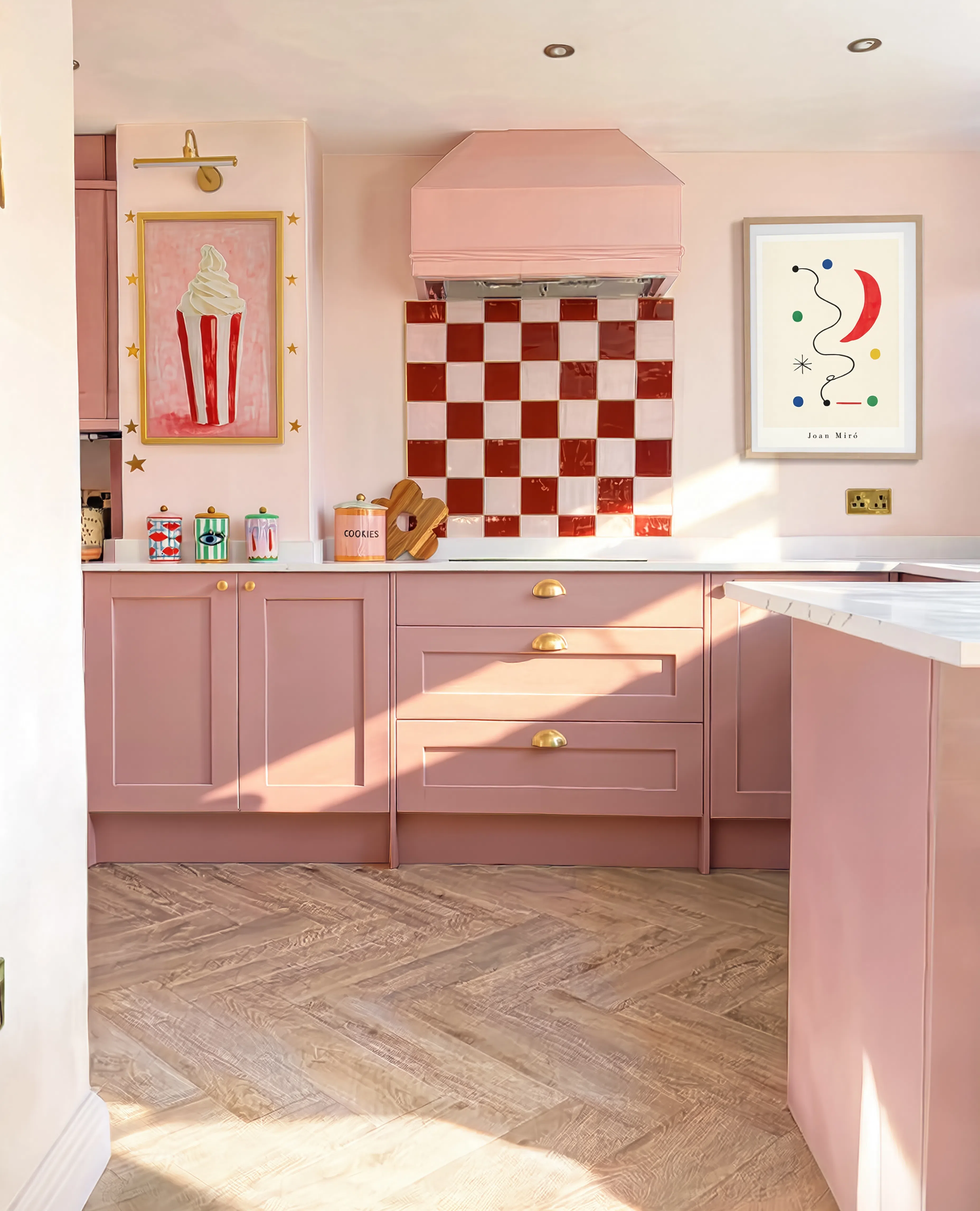 Set of 2 Soft-Serve Cup & Abstract Modernist Print | Miró-Inspired Contemporary & Kitchen Wall Art Set