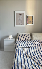 Set of 2 Crescent Moon Figure & Striped Drapery Figure – New Pose II | Contemporary Figurative Wall Art Set
