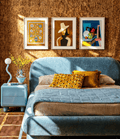 Set of 3 Earthy Folk Portrait II, Folk Bloom Panel & Vilhelm Lundstrøm – Arrangement with Orange, Jar and Yellow Jug | Contemporary Figurative, Botanical & Still Life Wall Art Prints
