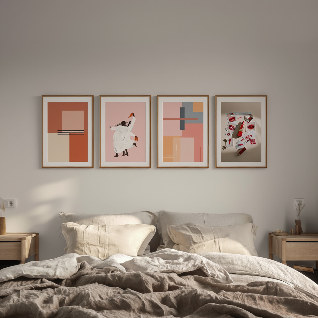 Set of 4 Girlhood Illustrative Art Prints – Whimsical & Nostalgic Wall Decor - Hakyarts