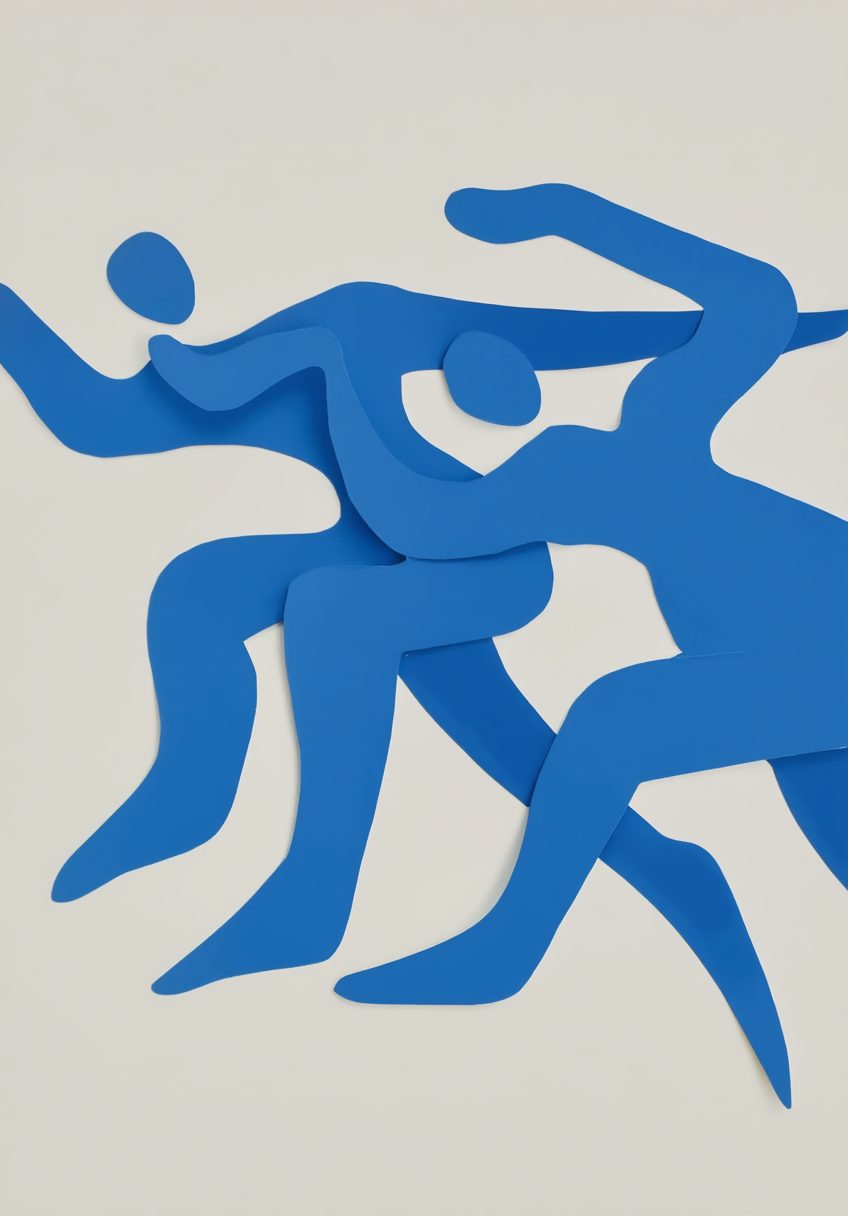 Balance in Blue – Acrobat Figure Art Print - Hakyarts