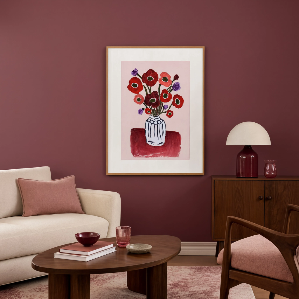 Crimson Bouquet Study I | Contemporary Floral Art Print