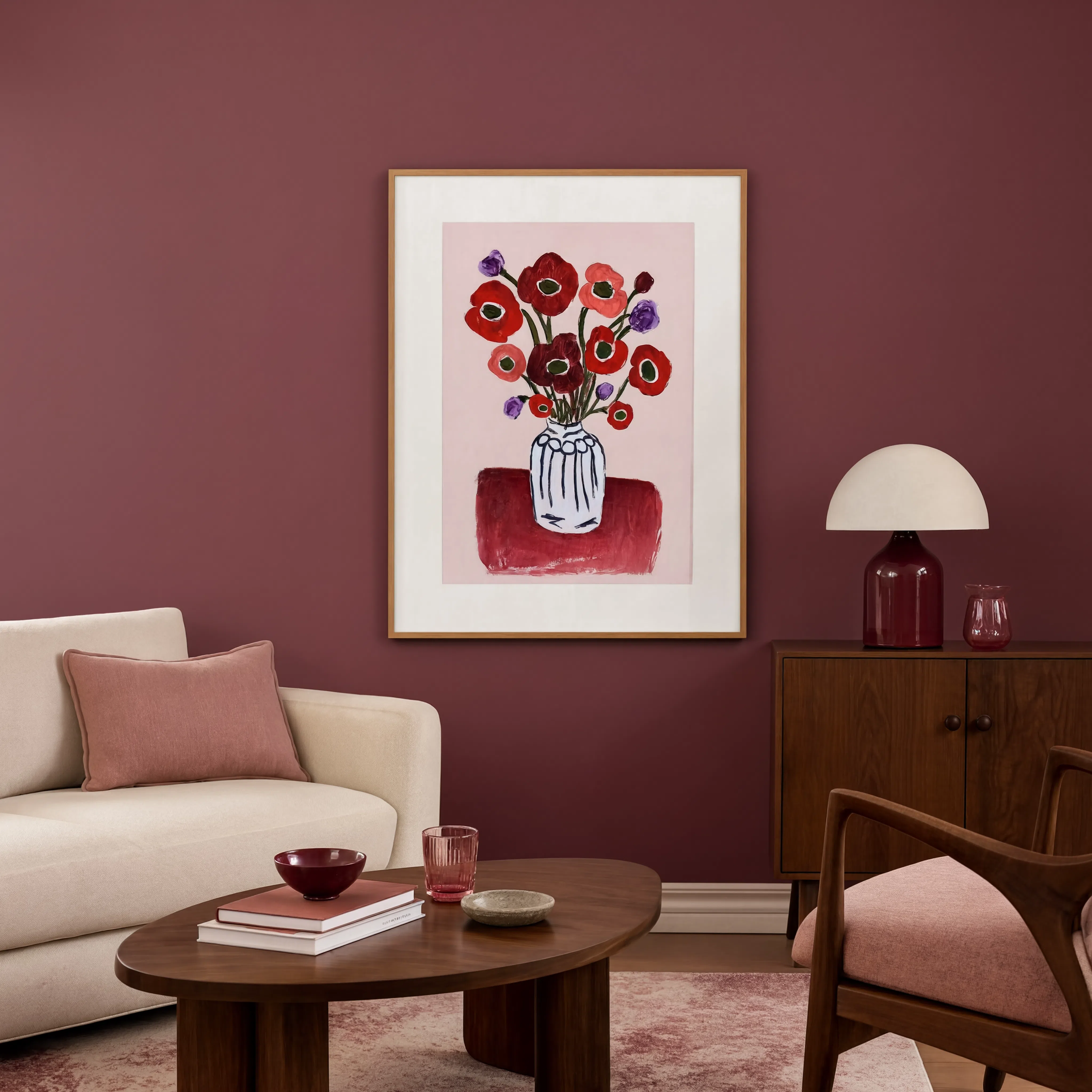 Crimson Bouquet Study I | Contemporary Floral Art Print