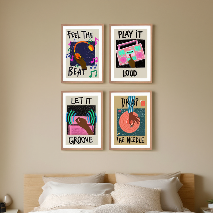 Set of 4 Music Prints – Minimalist Music Wall Art