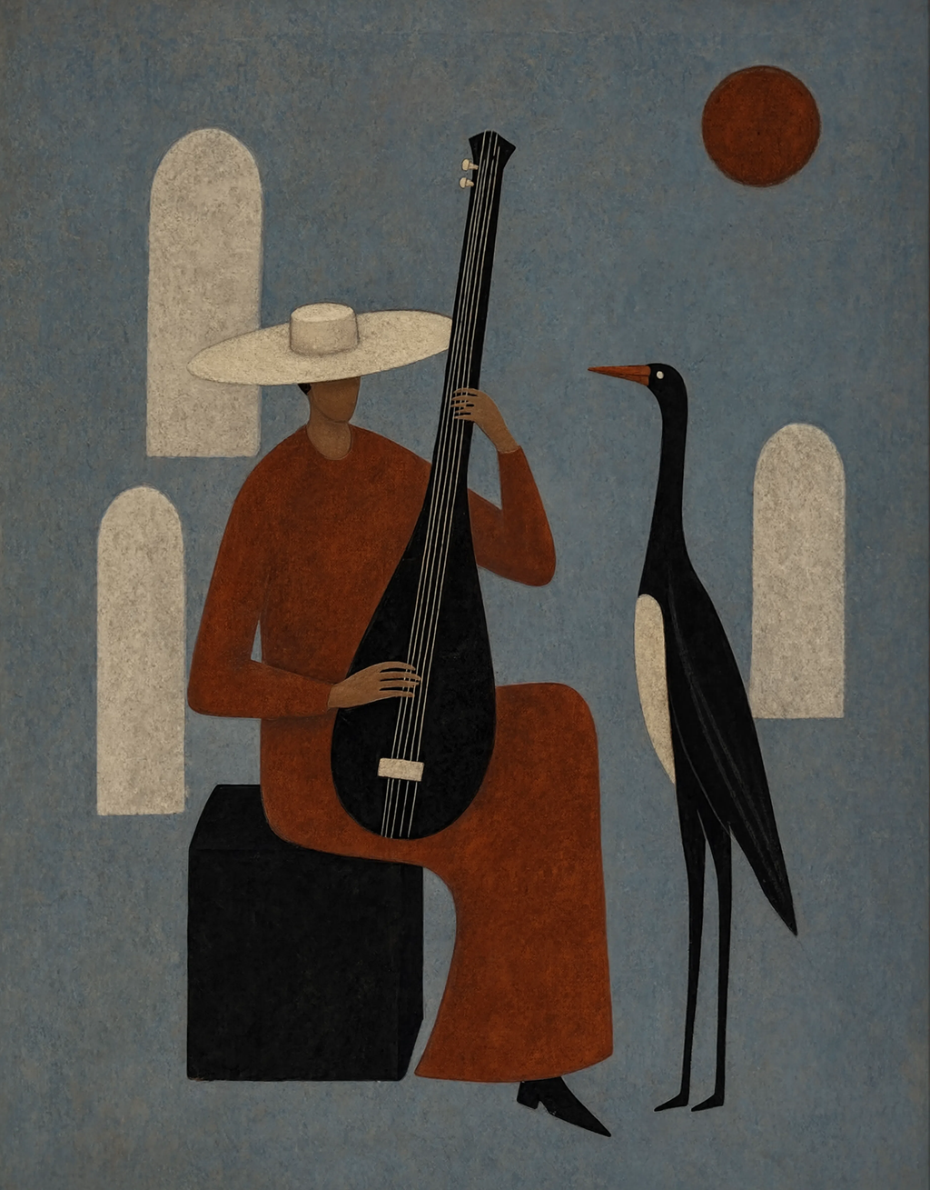 Musician and Bird | Contemporary Figurative Wall Art Print