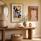 Set of 2 Wall Art Prints – Desert Revenue Figurative Art & Primary Balance Bauhaus Abstract Composition