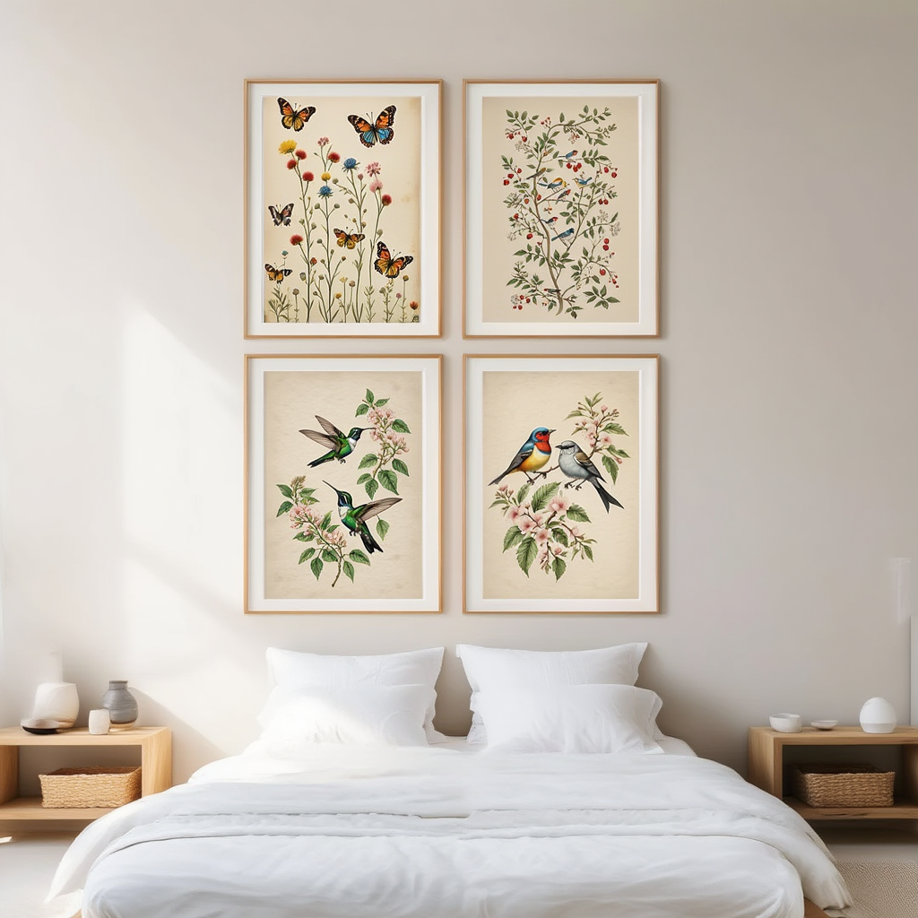 Hummingbirds Floral – 4 Prints