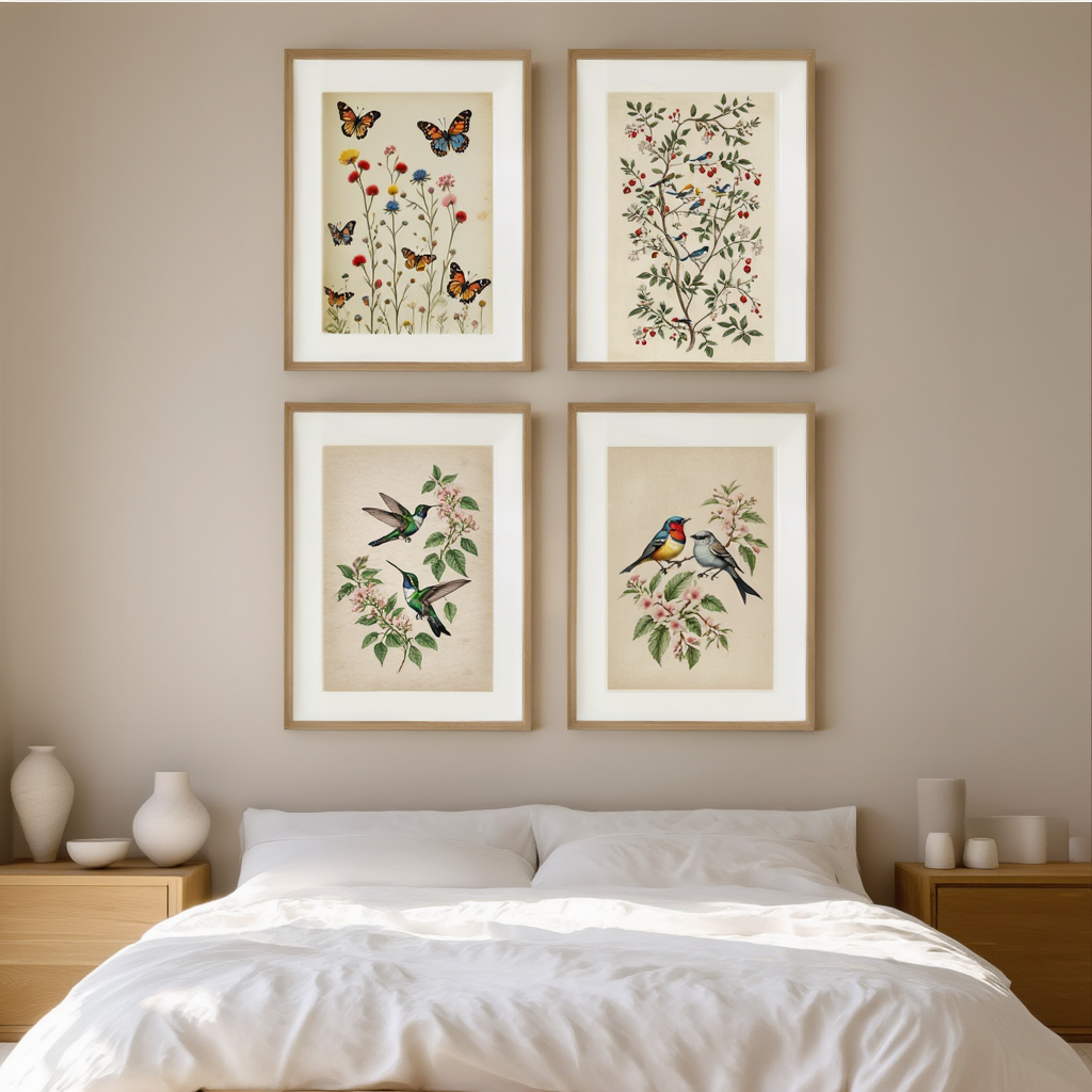 Hummingbirds Floral – 4 Prints