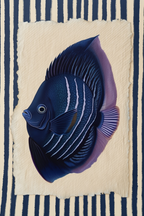 Blue Aquatic Wall Art Set of 3 – Abstract Fish, Scandinavian Goose & Minimalist Navy Prints