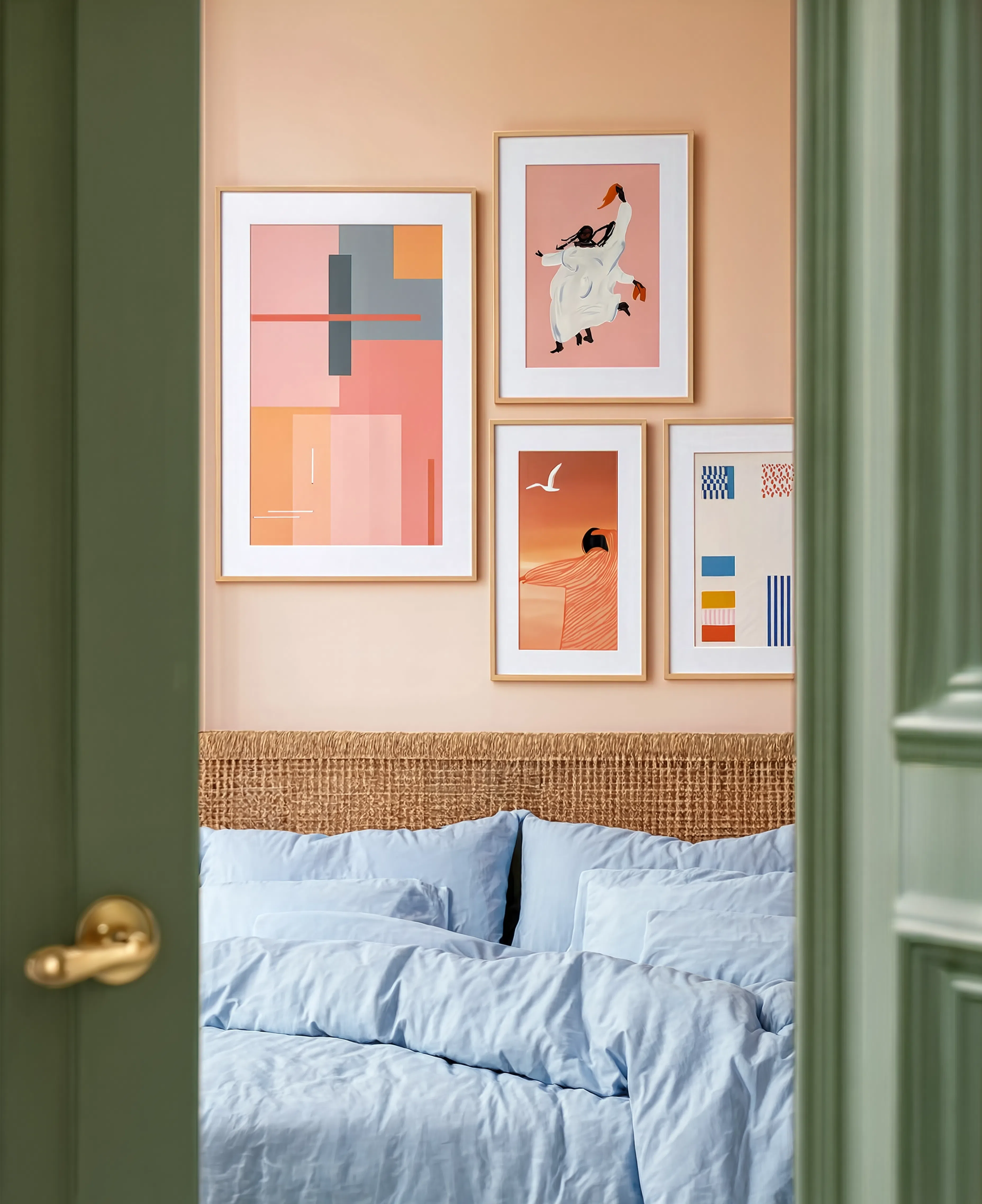 Set of 4 Colorful Geometric & Abstract Wall Art Prints – Minimalist Contemporary Gallery Wall Set