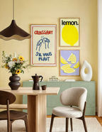 Set of 3 Croissant S’il Vous Plaît, Sliced Lemons & Lemon Art Prints – French Kitchen Wall Art