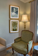 Set of 2 Wall Art Prints | Claude Monet Wisteria & Striped Vase Print | Green