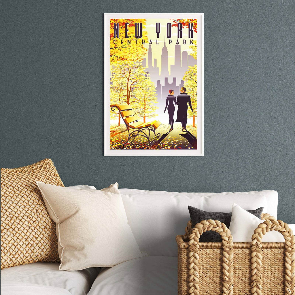 New York City Fall Romance Poster - Hakyarts
