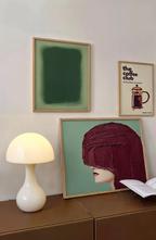 Set of 3 Contemporary Wall Art Prints – Woman with Bob, Green Chromatic Whirl & Coffee Club Gallery Set