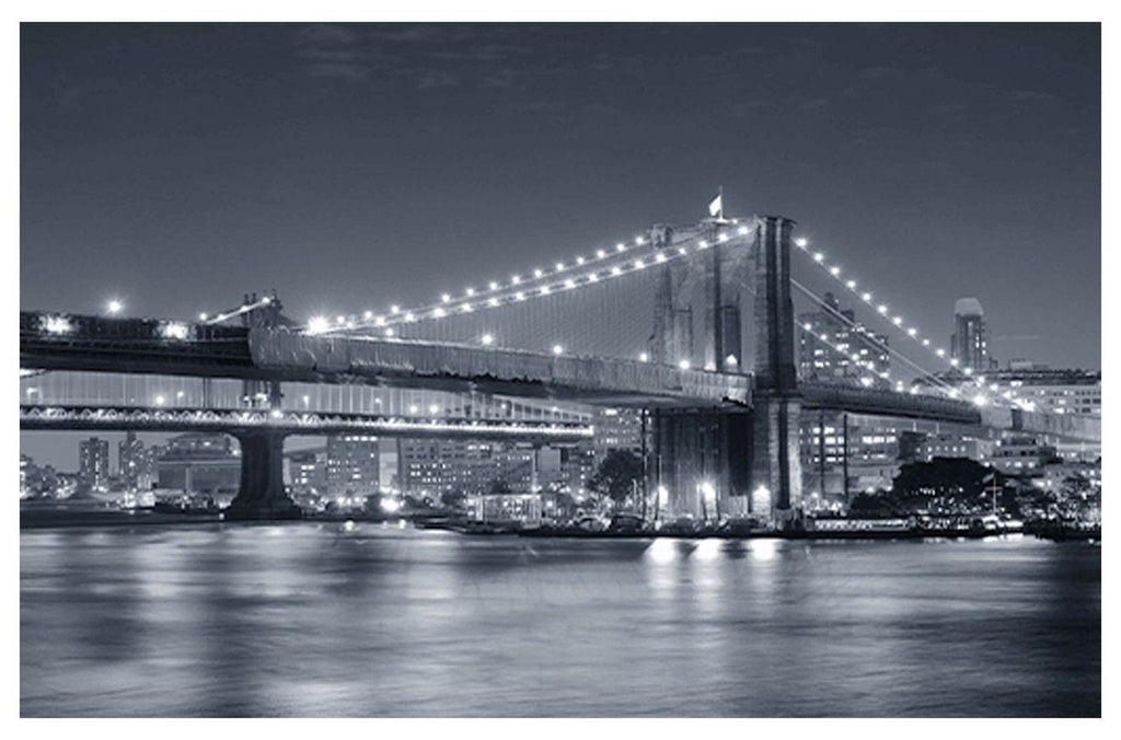Night View of the Brooklyn Bridge Poster - Hakyarts