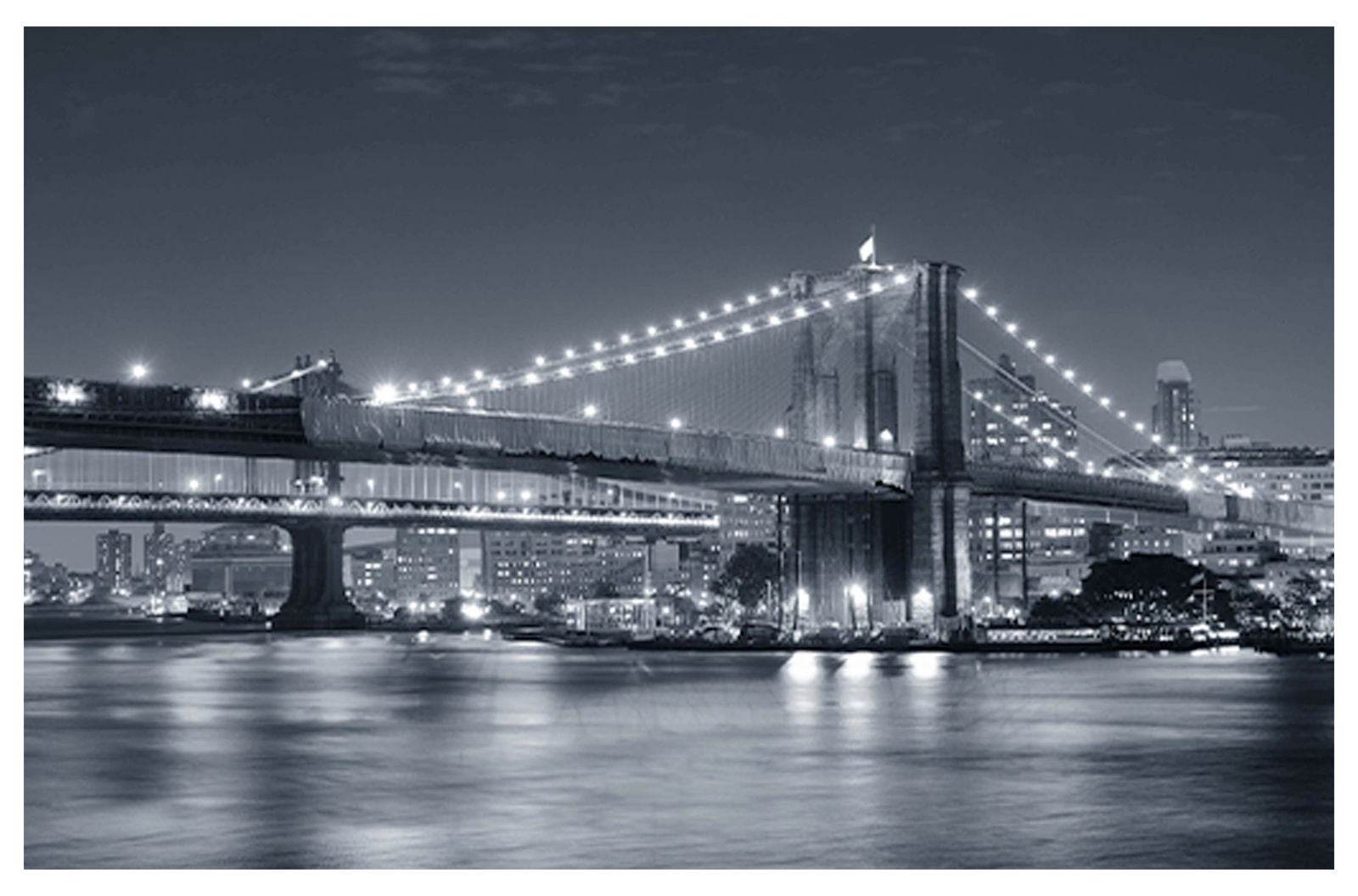 Night View of the Brooklyn Bridge Poster - Hakyarts