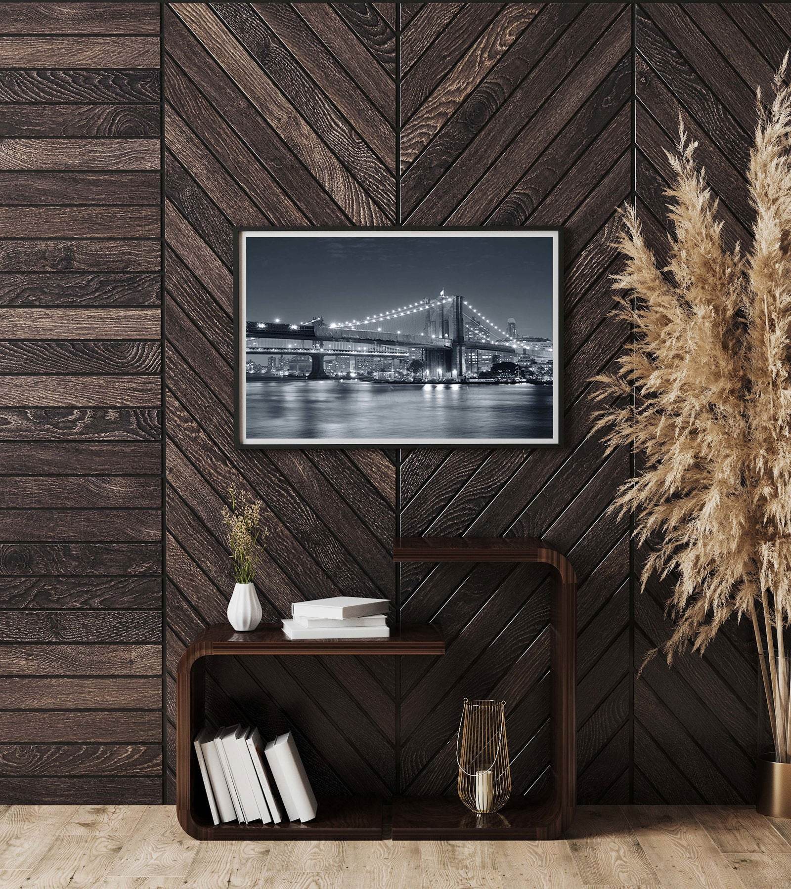 Night View of the Brooklyn Bridge Poster - Hakyarts