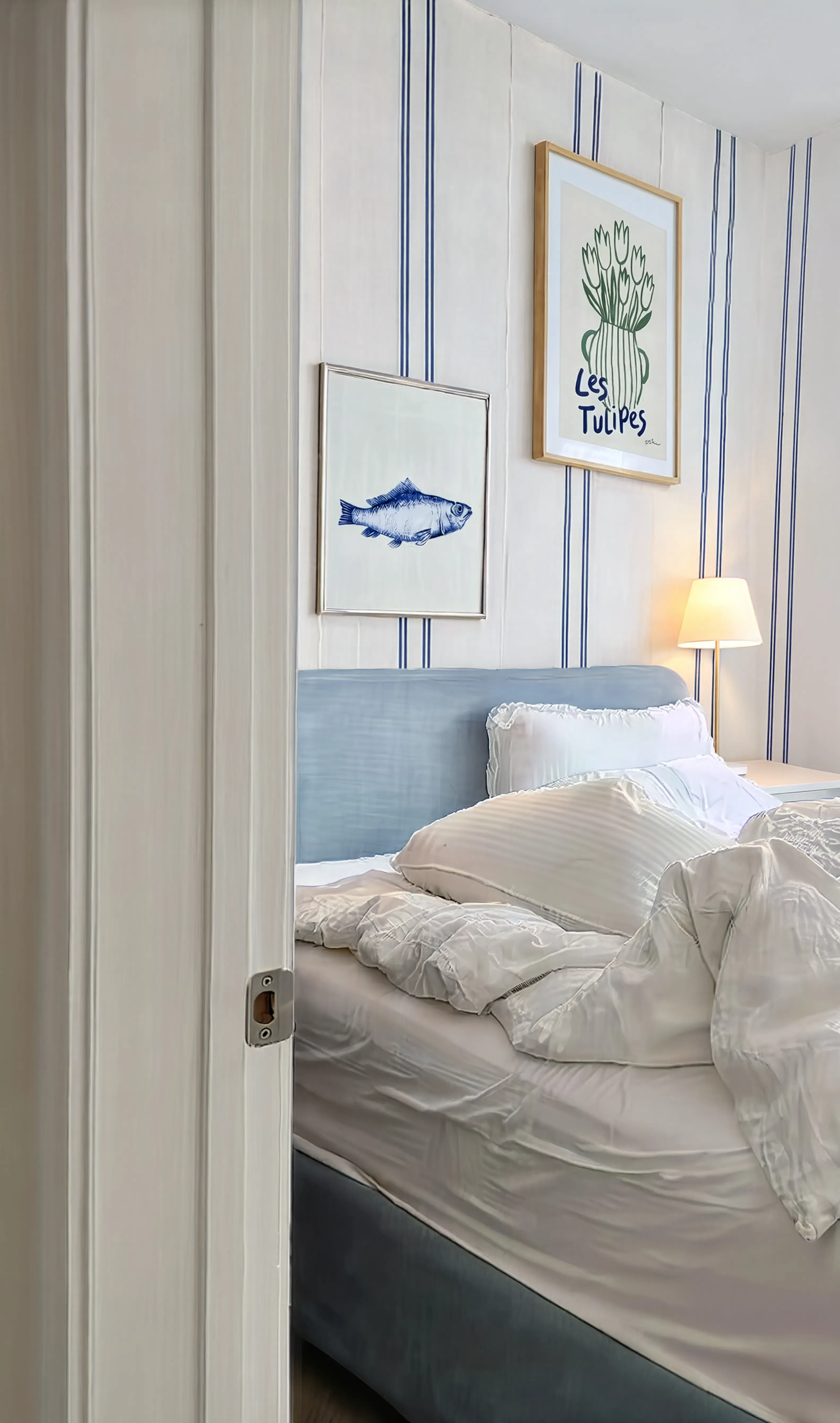 Set of 2 Blue Fish & Les Tulipes Prints | Contemporary Aquatic & Botanical Wall Art Set