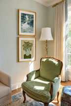 Set of 2 Wall Art Prints | Claude Monet Wisteria & Striped Vase Print | Green