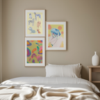 Set of 3 Whimsical Figurative Illustrated Art Prints – Playful & Creative Wall Decor - Hakyarts