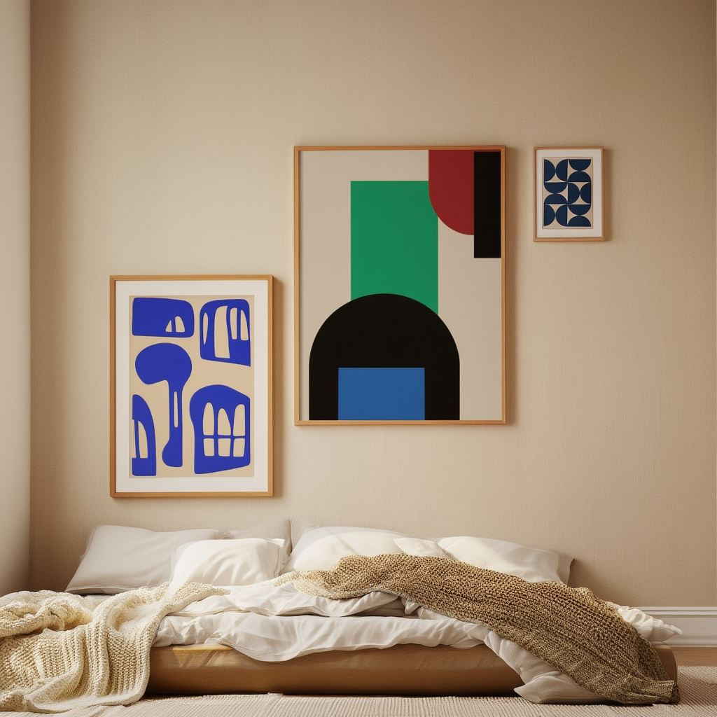 Bundle of 4 Blue Minimalist & Geometric Art Prints – Modern Wall Decor Collection - Hakyarts
