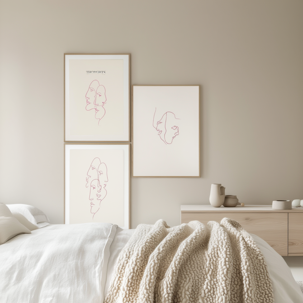 Set of 3 Minimalist Abstract Faces Art Prints – Contemporary Figurative Wall Decor - Hakyarts