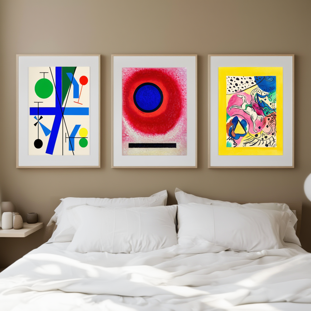 Set of 3 Modern Abstract Prints  – Myriam Thyes & Kandinsky