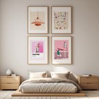 Set of 4 Ice Cream Pantone Lamp Prints – Pink Tones Minimalist Wall Art - Hakyarts