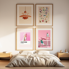 Set of 4 Ice Cream Pantone Lamp Prints – Pink Tones Minimalist Wall Art - Hakyarts