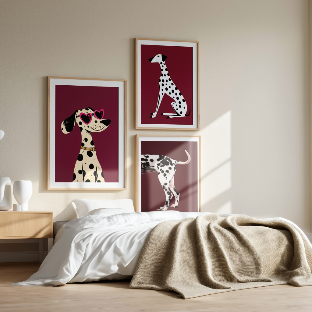 Set of 3 Dog Art Prints – Whimsical & Modern Wall Decor - Hakyarts
