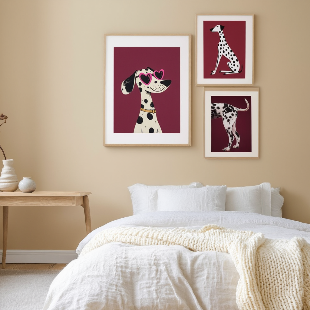 Set of 3 Dog Art Prints – Whimsical & Modern Wall Decor - Hakyarts