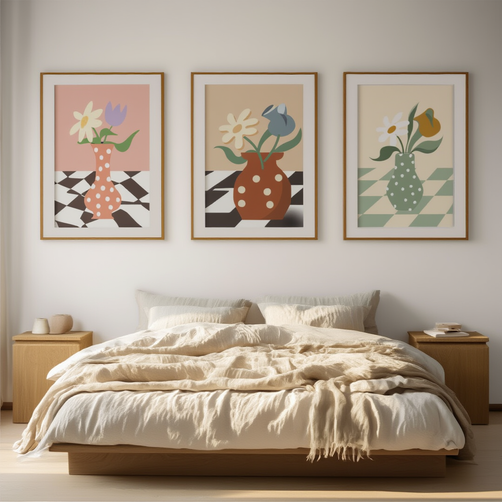 Set of 3 Art Prints  – Floral Vase Collection - Hakyarts