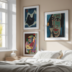 Set of 3 Poète espagnol, Pointy Black & The Piano Lesson – Surrealist, Abstract & Cubist Modern Art Prints - Hakyarts