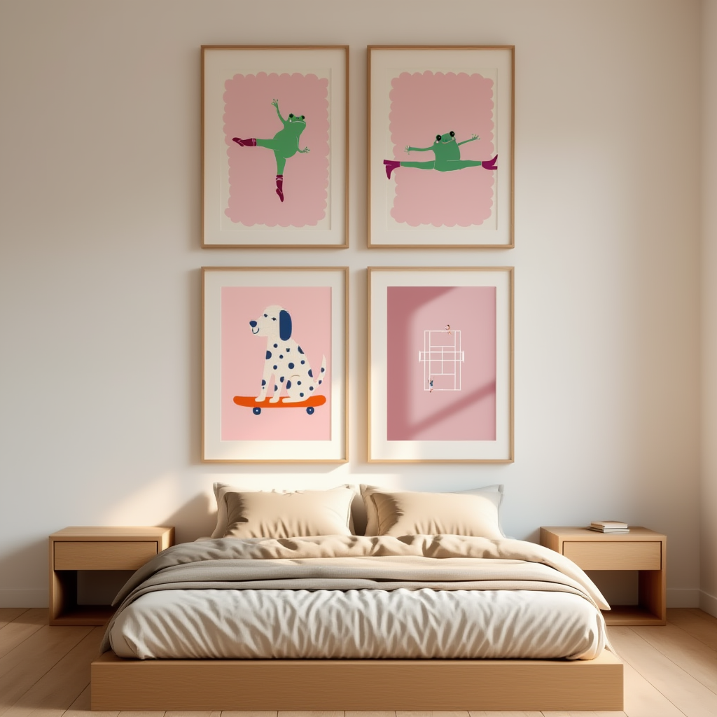 Set of 4 Funny Animals Playing Tennis Prints – Whimsical Sports Wall Art - Hakyarts