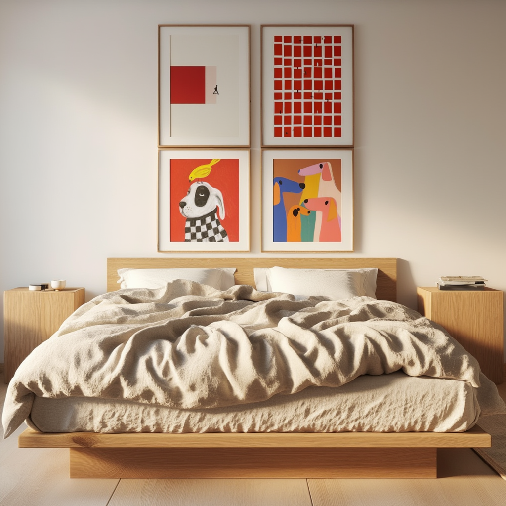 Set of 4 Abstract Dog Illustrative Art Prints – Modern & Whimsical Wall Decor - Hakyarts