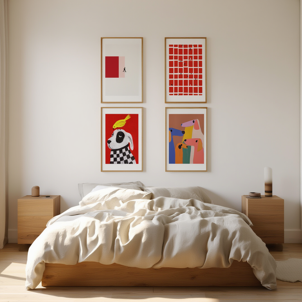 Set of 4 Abstract Dog Illustrative Art Prints – Modern & Whimsical Wall Decor - Hakyarts