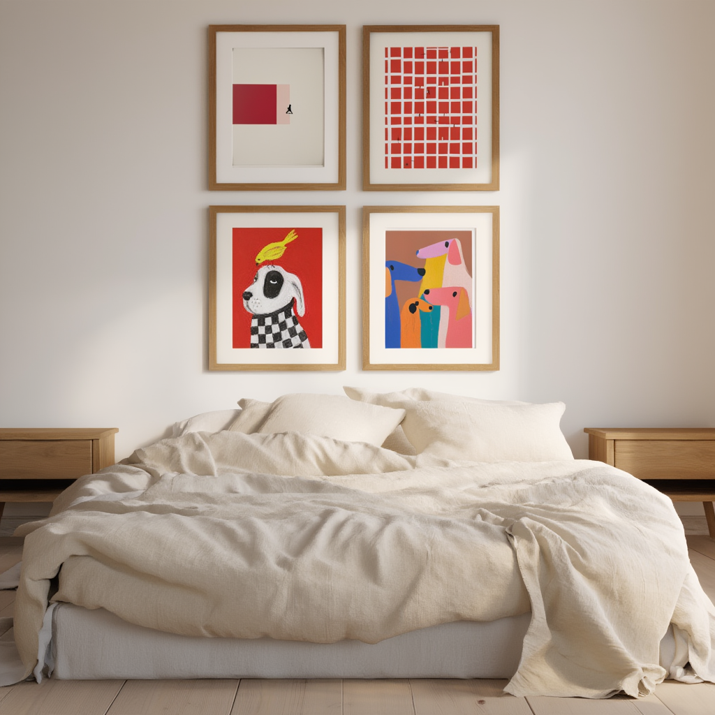 Set of 4 Abstract Dog Illustrative Art Prints – Modern & Whimsical Wall Decor - Hakyarts