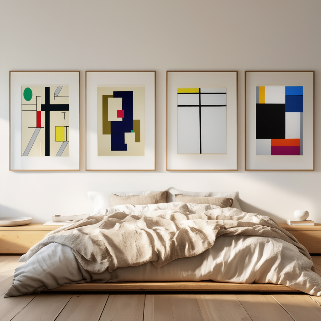 Set of 4 – Geometric Abstraction & Modernist Harmony
