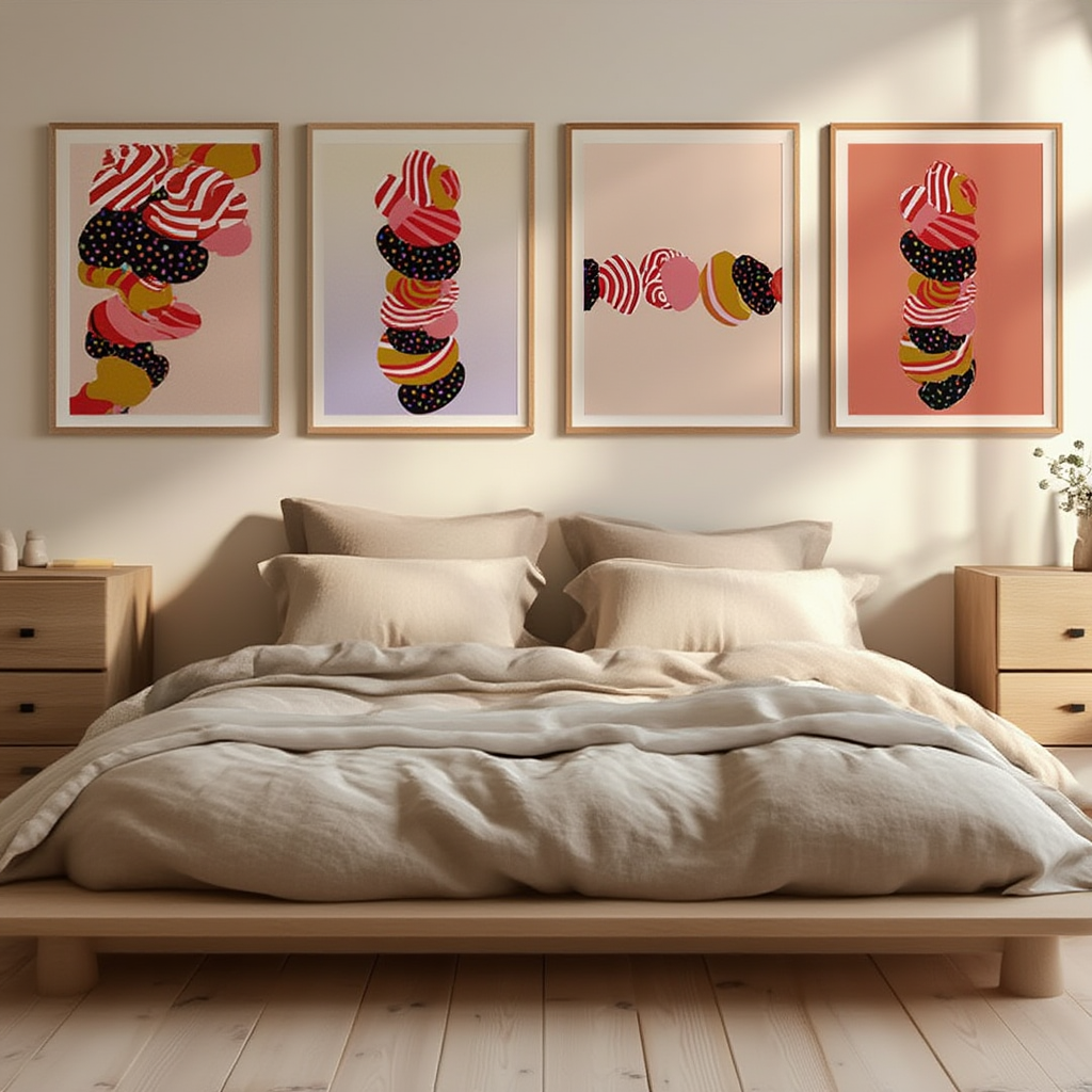 Set of 4 Colourful Dynamic Shapes – Modern Abstract Wall Art Prints - Hakyarts