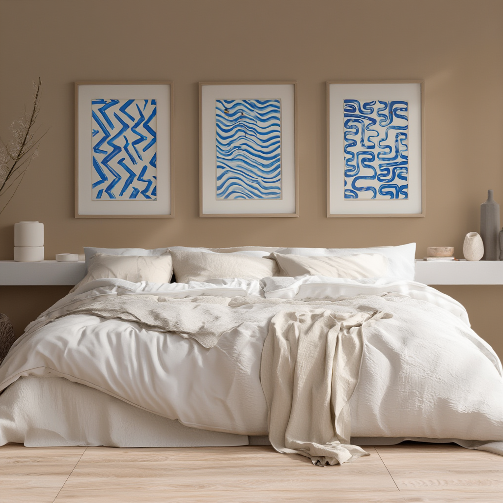 Set of 3 Modern Wall Art Prints - Geometric Blue Abstract