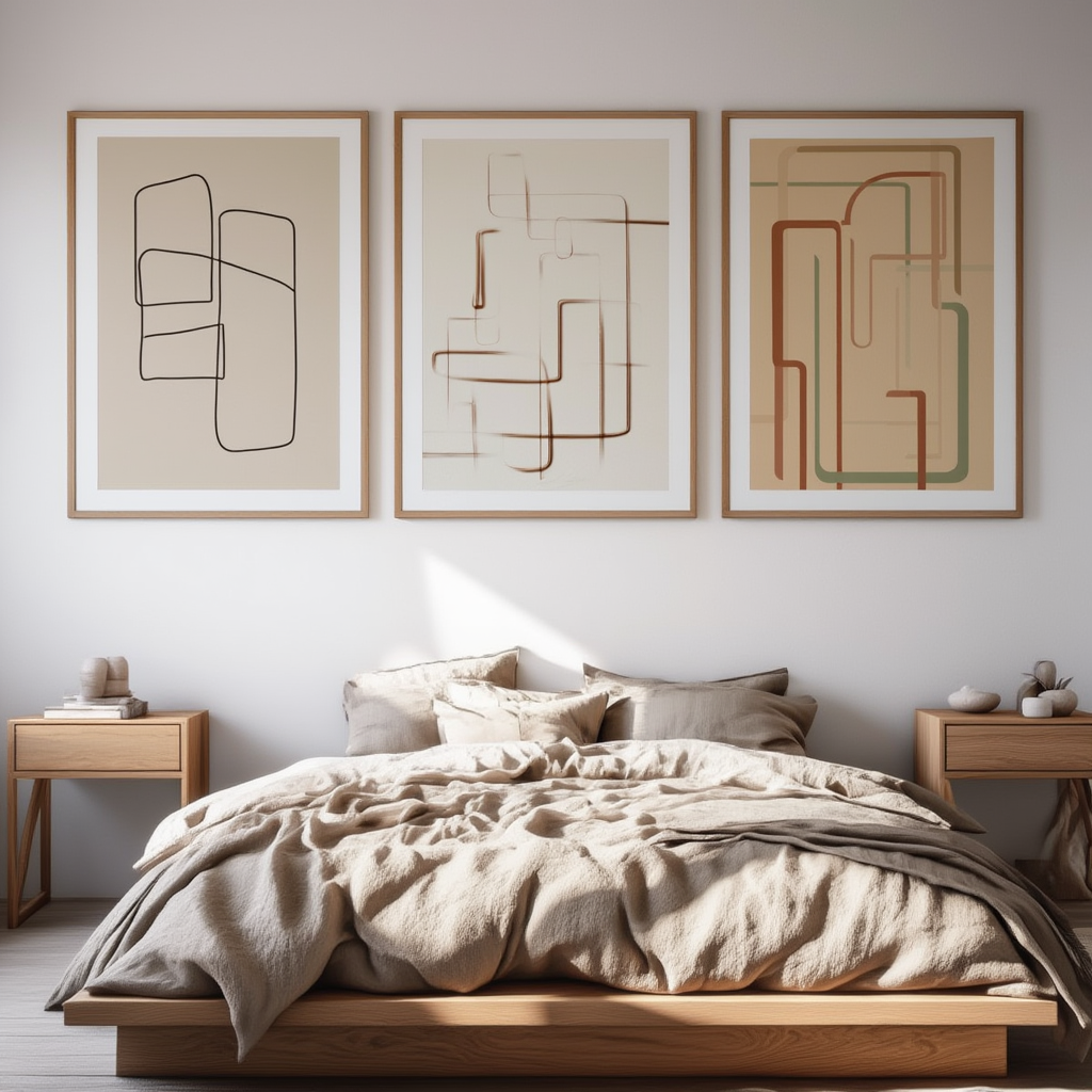 Minimalist Geometric Abstract – Set of 3 Modern Wall Art Prints